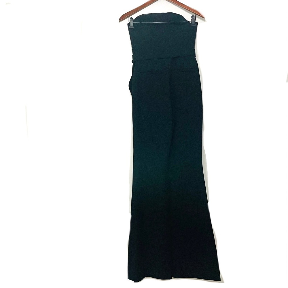 ALC Strapless Apron Front Black Tailored Belted Widish Leg Jumpsuit - Picture 5 of 16
